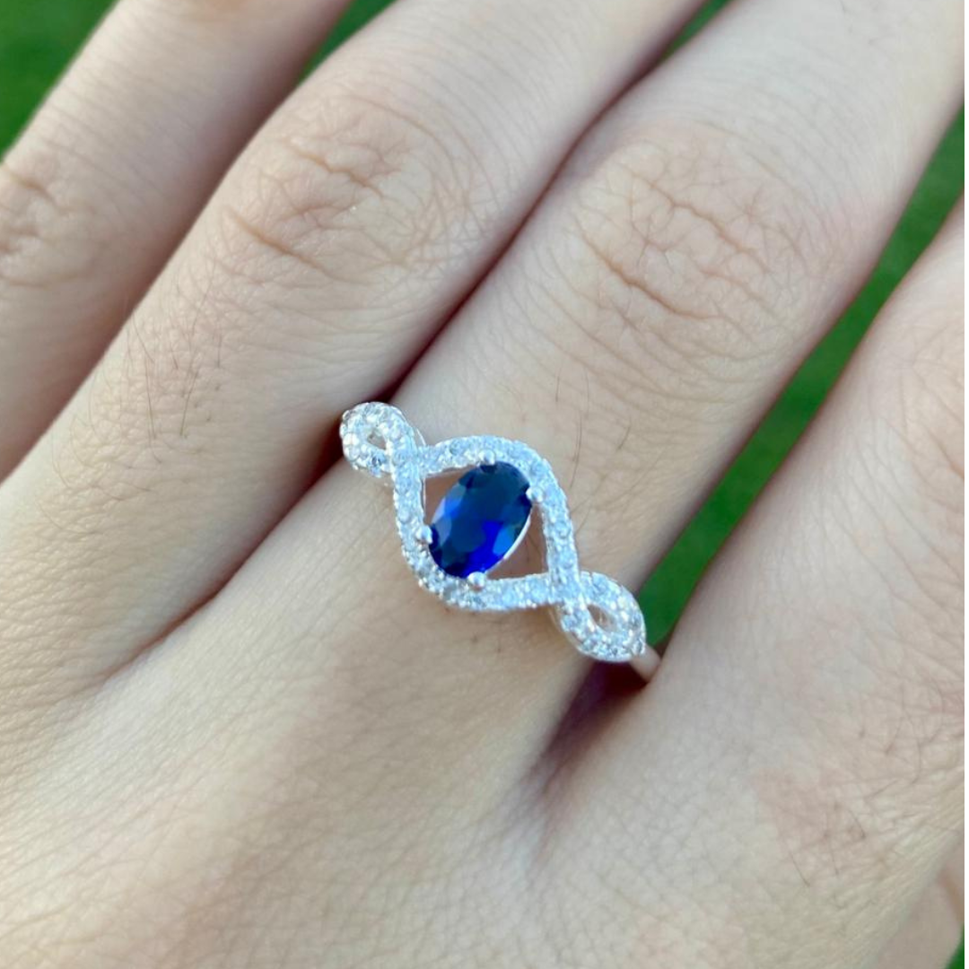 Anel Celeste Cravejado